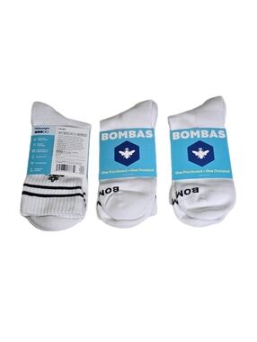 NEW Bombas Originals Half Calf Socks 3 PAIRS Women's Sz Large 11-13 Black Stripe